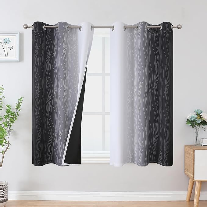 Black and Greyish White Ombre Blackout Curtains by ESTELARTEXTILER