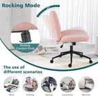 OLIXIS Criss Cross Chair with Wheels Wide Cross Legged Office Desk Vanity Chair - Image 5