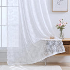 YJ YANJUN Vintage Lace Curtains 84 Inches Long Brilliant White 2 Panels | - Image 3