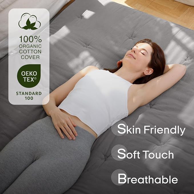 ZonLi Japanese Floor Futon Mattress Full Size 75"x 54", 100% Cotton Cover 4'' - Image 3