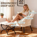 Welnow Lazy Chair with Ottoman, Modern Accent Chair with Armrests and a Side - Image 6