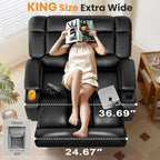 Oversized Recliner Chair with Massage & Heat, Extra Wide Seat Reclining Chair - Image 3