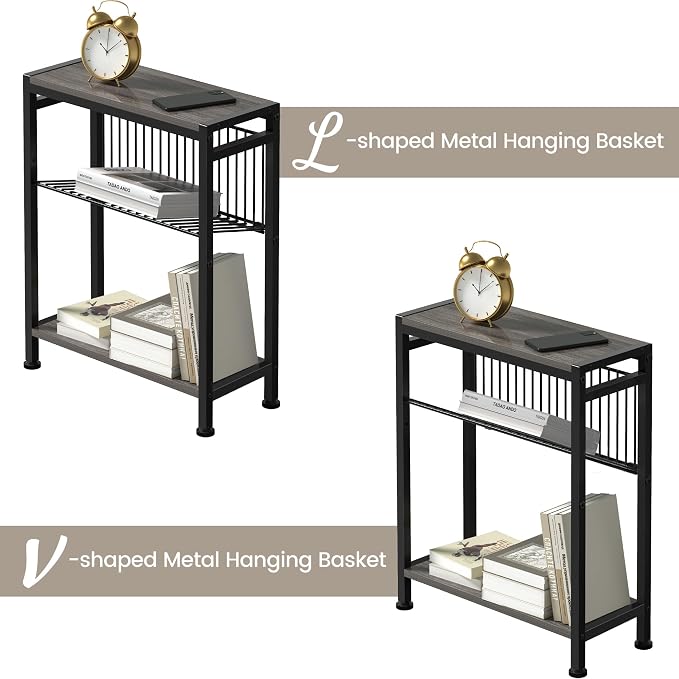 End Table for Small Space, 3-Tier Narrow Side Table - Image 4
