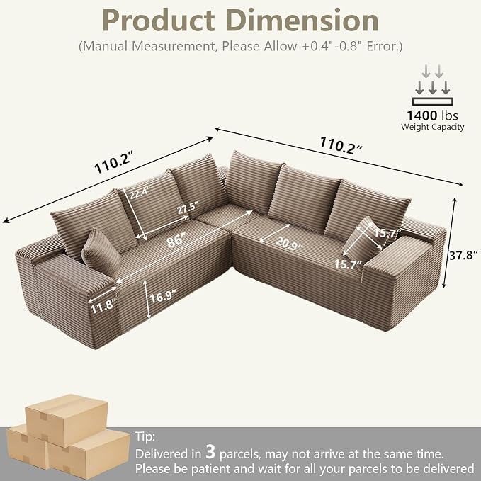 Sectional Cloud Couch for Living Room, Modular Floor Deep-Seat Sofa, Big Comfy - Image 2