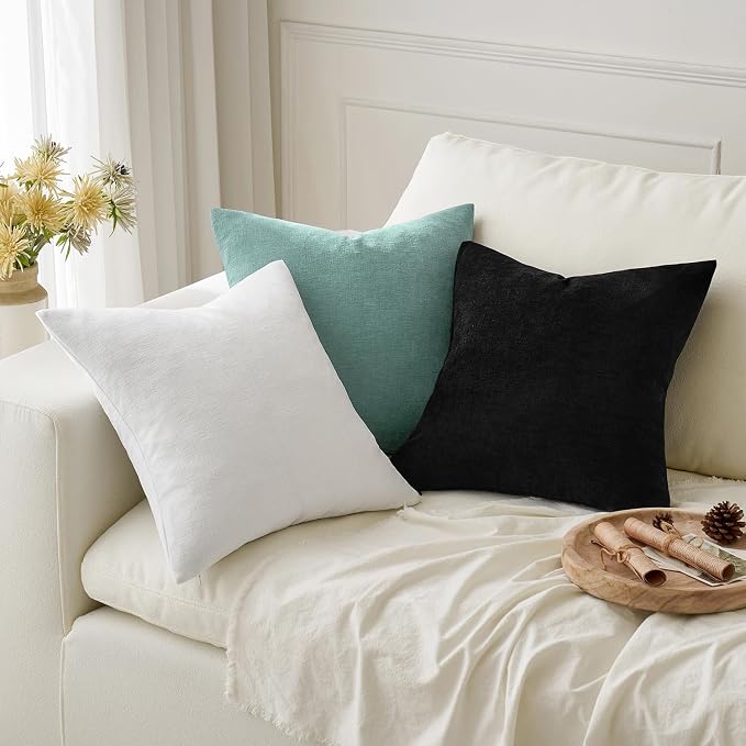 MIULEE White Chenille Couch Throw Pillow Covers, 20x20 | Set of 2, Soft - Image 5