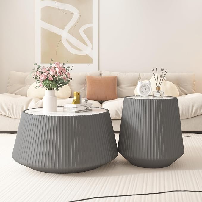 26.77" Marble Coffee Table, Modern Cup Shaped Coffee Table - Image 8