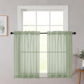Cafe Curtains 36 Inch Length Tier 2 Pieces, Modern Soft Airy Sheer Kitchen by WelvetBLK