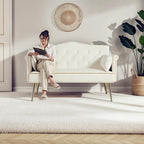 oaaktu Small Velvet Loveseat Sofa by Unknown