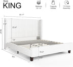 HOWE King Size Bed Frame with 50.8" Tall Wingback Headboard, Modern Corduroy - Image 2