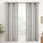 YoungsTex Dark Grey Linen Semi Sheer Curtains 42 X 63 Inch Length | Textured by YoungsTex