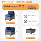 MOCHITO 7 Pieces Outdoor Patio Furniture Sets, All-Weather Sectional Sofa Grey - Image 5