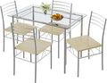 VECELO Dining Table Set for 4, 5-Piece Glass Kitchen Table by VECELO