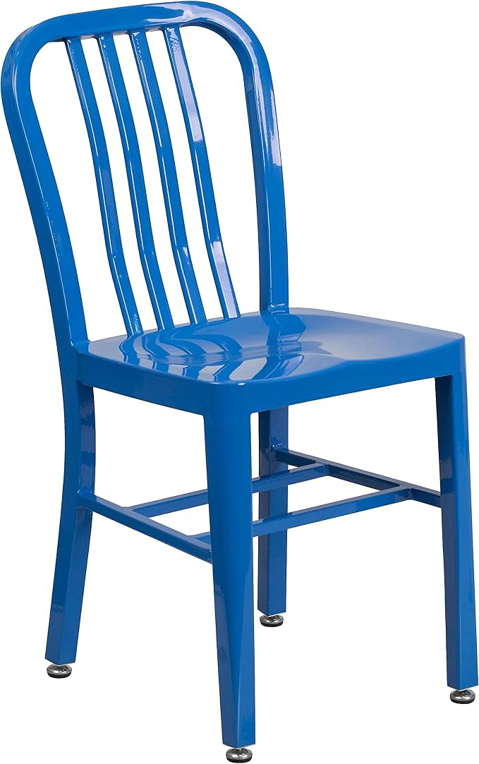 Flash Furniture Commercial Grade Blue Metal Indoor-Outdoor Chair by FlashFurniture
