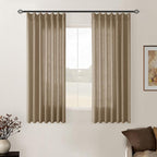 Latte Pinch Pleated Linen Semi Sheer Short Curtains 45 Inch Length 2 Panels | by Twodrapes