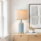24.25" Modern Ceramic Blue Table Lamps Set of 2 - Image 7