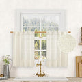 Cafe Linen Curtains for Kitchen Windows Over Sink, 34x30 Inch | Cream Ivory by LAMIT