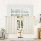 Short Kitchen Window Semi Sheer Linen Curtains Over Sink 34x36 Inch | Light by LAMIT