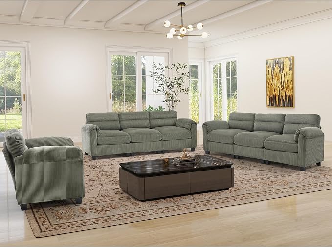 HAOMARKETS Corduroy Sofa Set, Upholstered Armchair and 3-Seater Sofa Sofa Set - Image 7