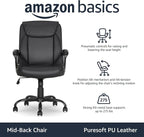 Amazon Basics Classic Puresoft PU Padded Mid-Back Office Desk Chair - Image 4