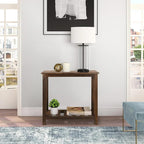 End Side Table with Storage Shelf Rectangle Narrow Nightstand Console Tables - Image 8