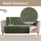 Olive Green Loveseat Covers for 2 Cushion Couch, Water-Repellent Slip Covers - Image 3