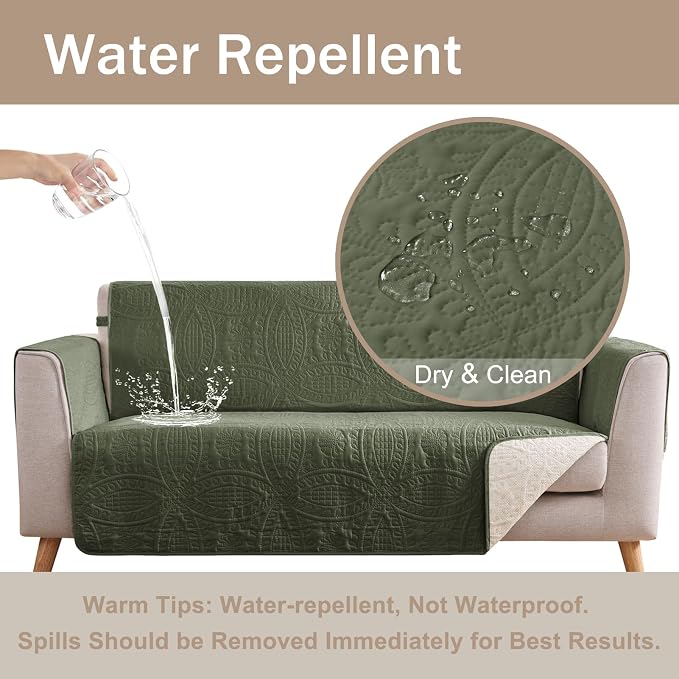 Large Green Recliner Chair Covers, Quilted Décor Water-Repellent Lazy Boy Chair - Image 6