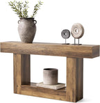 LITTLE TREE 63 Inches Long Console Table, 2-Tier Farmhouse Sofa Table Behind - Image 8