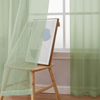 Chyhomenyc Light Green Sheer Curtains 84 Inches Long, 2 Panels | Light Filtering - Image 3