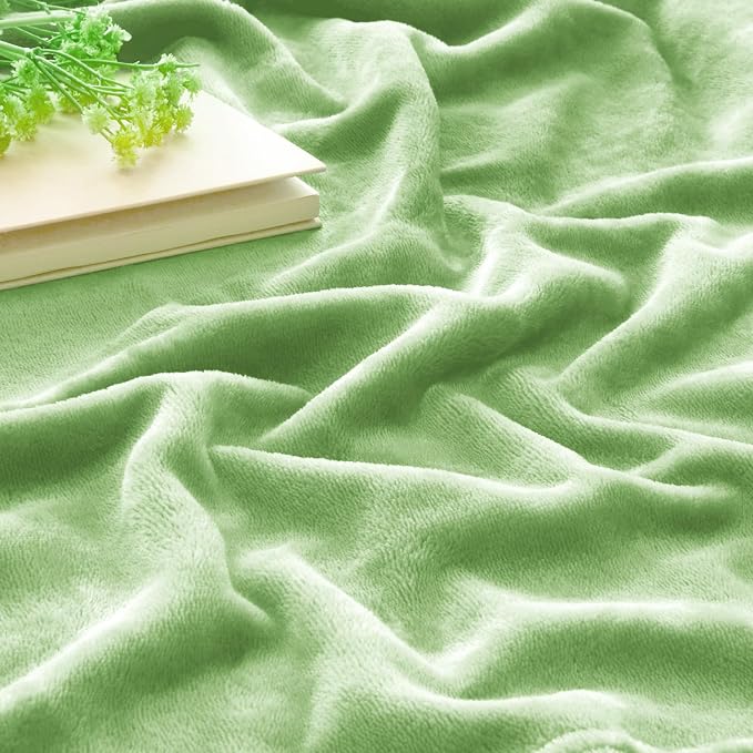 BEDELITE Fleece Blanket Soft Plush Queen Bed Blanket Grass Green 90"x90" | - Image 5