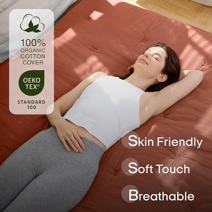 ZonLi Japanese Floor Futon Mattress Twin Size 75"x 39", 100% Cotton Cover 4'' - Image 2