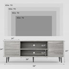 JUMMICO TV Stand for 65 Inch TV, Mid Century Modern TV Stand, Entertainment - Image 3