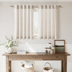 Beige Cafe Curtains 24 Inch Length Linen Blend Privacy Cortinas para Cocina - Image 6