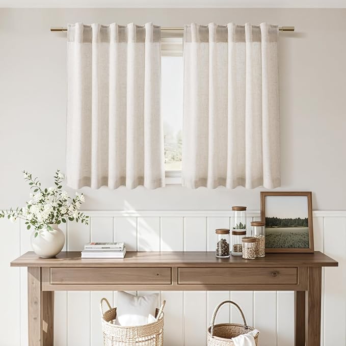 Beige Farmhouse Curtains 30 Inch Length - Image 6