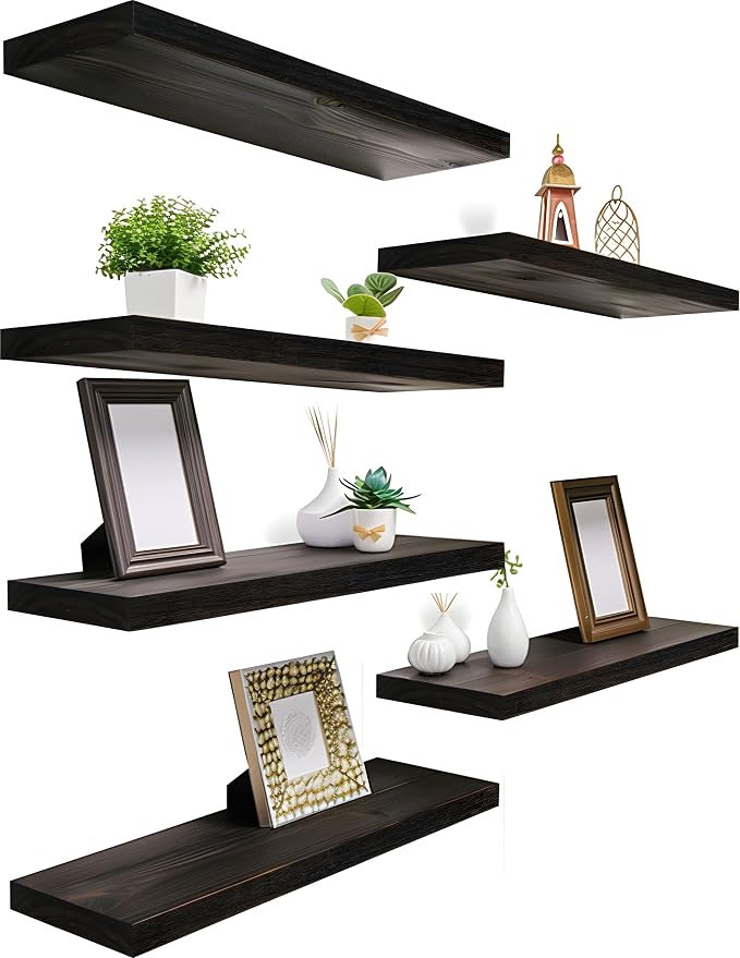 YYWUOJJ Wood Floating Shelves for Wall Decor, Rustic Wall Shelves for Bedroom by YYWUOJJ