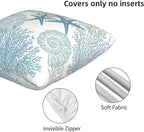 Nautical Coastal Beach Pillow Covers 16x16 Set of 2, Ocean Themed Seashell - Image 5