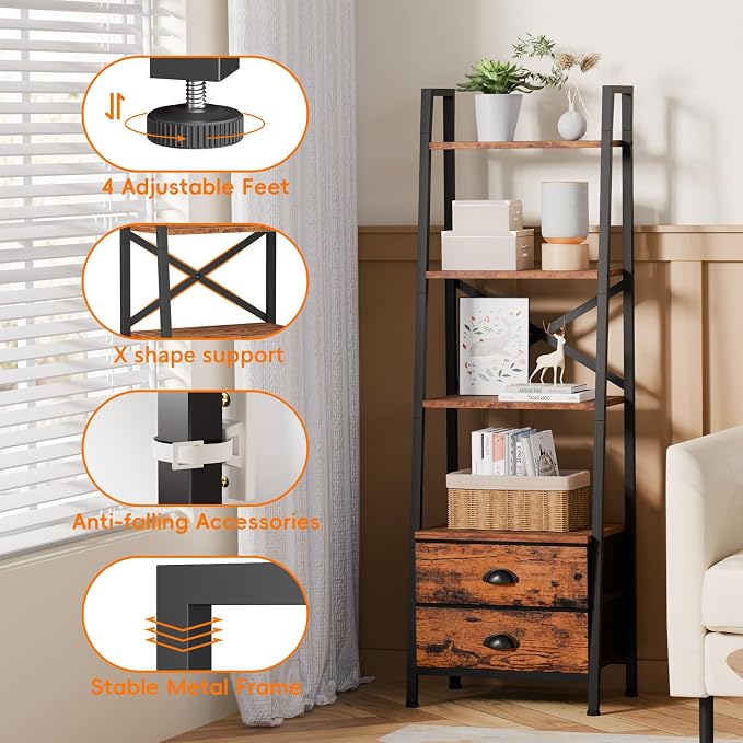 Furologee 4-Tier Ladder Shelf, Small Bookshelf - Image 4