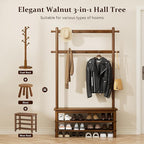 Hall Tree with Shoe Storage Bench, 3-in-1 Entryway Coat Rack with Bench - Image 3