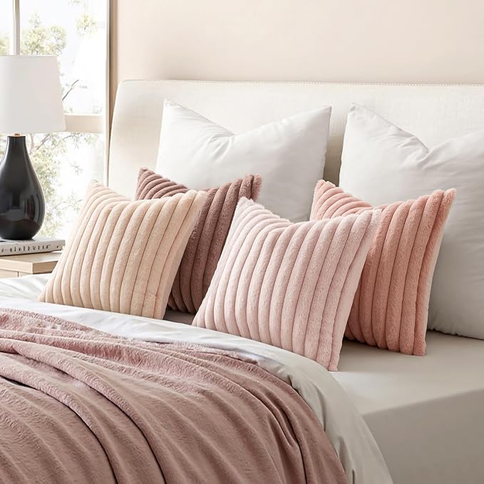 MIULEE Faux Fur Plush Decorative Throw Pillow Covers 18x18, Soft Cute Romantic - Image 5