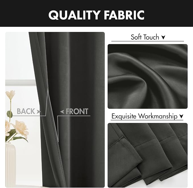 MIULEE 4-Panel 36 Inch Blackout Kitchen Tier Curtains Over Sink Dark Grey | - Image 8
