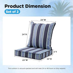 Outdoor Deep Seat & Back Cushion Set, 24 x 24 Inch Water Repellent and Fade - Image 2