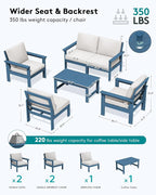 SERWALL HDPE Patio Conversation Set, 6-piece Sectional Outdoor Furniture Set - Image 2