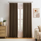 Chocolate Brown Blackout Curtains 90 Inches Long, Pinch Pleated Window Room by KEQIAOSUOCAI
