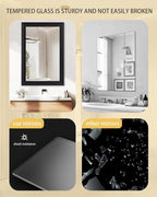Black Wood Mirror for Bathroom, Rectangle Rustic 24 x 36 inch Vanity Mirror for - Image 5