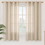 YoungsTex Tan Linen Semi Sheer Curtains 63 Inch Length by YoungsTex