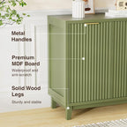 Fluted Cabinet with Storage, 2 Doors Sideboard Buffet, Mid Century Modern - Image 6