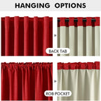 MIULEE 100% Blackout Linen Curtains 42 x 84 Inch Christmas Red 2 Panels | - Image 5