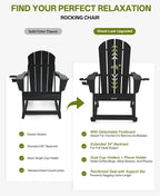 Outdoor Oversized Adirondack Rocking Chairs, All Weather HDPE Patio Rocking - Image 7
