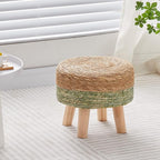 Cpintltr Ottoman Natural Seagrass Footrest Poufs Hand Weave Round Foot Stool - Image 2