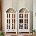 Farmhouse Arched Cabinet with Glass Doors, Wood Display Cabinet with Drawer and by RowyPoey