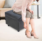 H&B Luxuries Tufted Leather Square Flip Top Storage Ottoman Cube Foot Rest - Image 9
